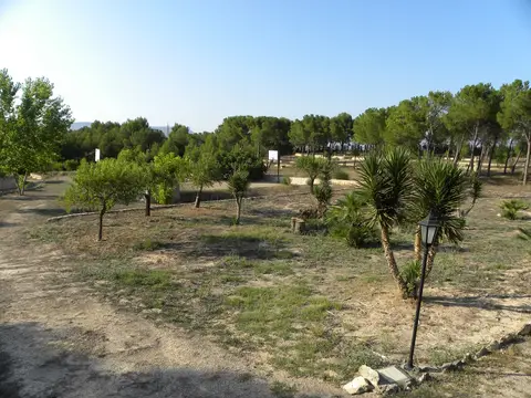 vista exterior del conjunto con la torre y los jardines