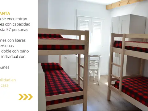habitaciones con literas de la primera planta del albergue