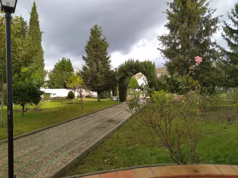 paseo del jardín entre cipreses